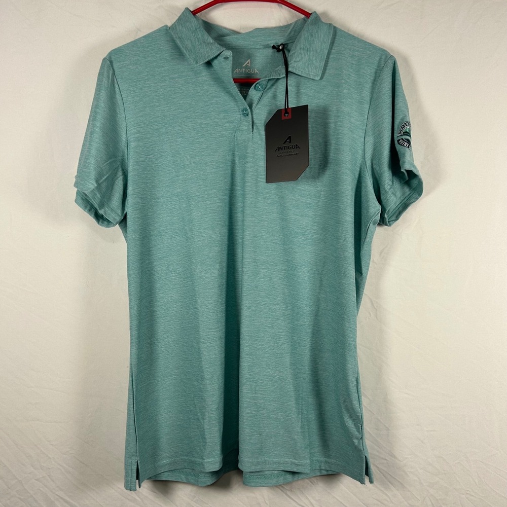 Antigua Polo Shirt Women Medium Teal NEW Scott Lake‎ Golf Club Heathered 105239